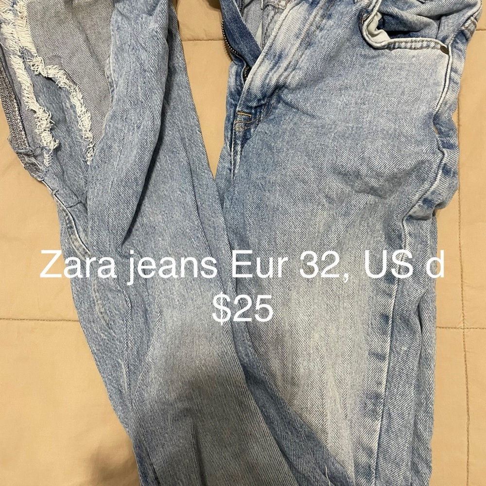 Zara Distressed Light Blue Boyfriend Jeans